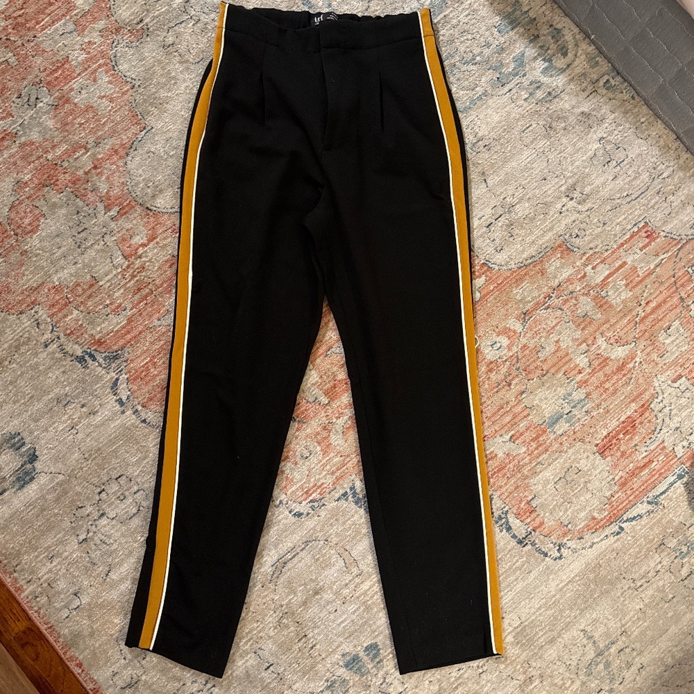 Zara Black Pants with Yellow Stripes